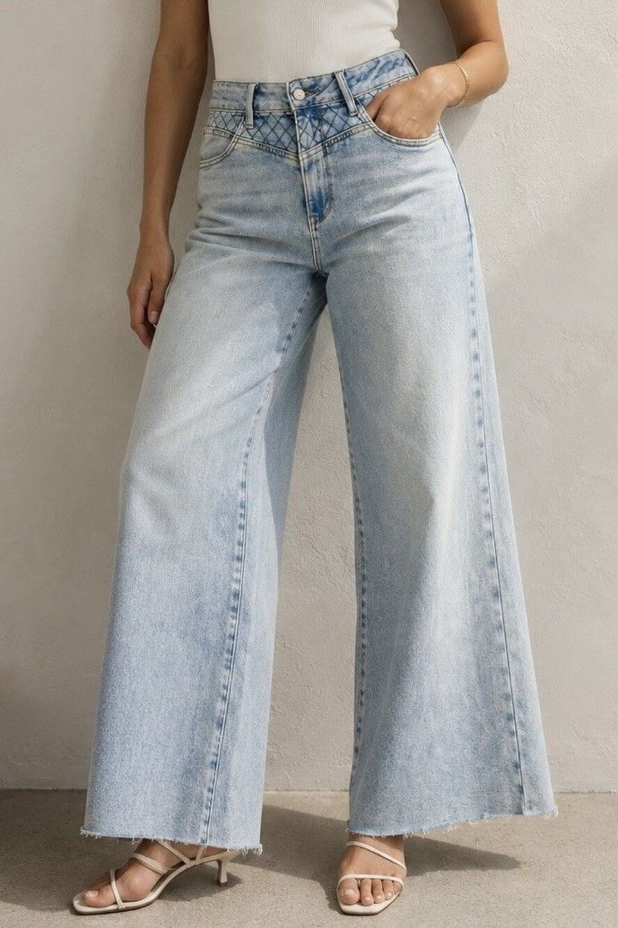 Judy Blue Retro Wide Leg Jeans 16W Light Wash High Rise Wide Leg Raw Hem Denim